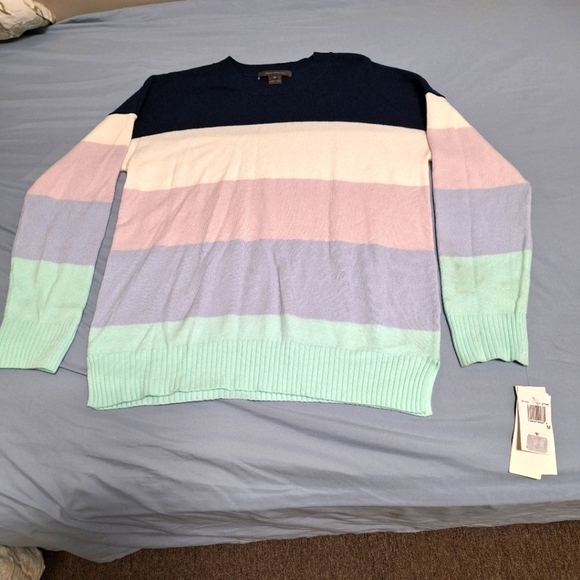 A French Connection large striped womens crew neck medium sweater. - Picture 1 of 8